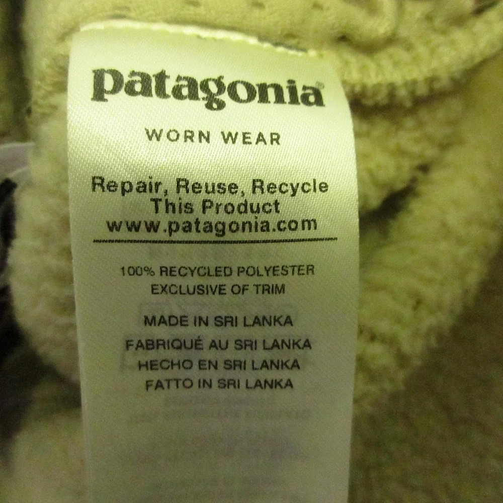 Patagonia Jacket Kids XL 14 Beige Sherpa Fleece Full Zip Pockets Winter Outdoor